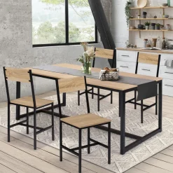 Chaises industrielles bois et métal : lot de 4*IDMarket New