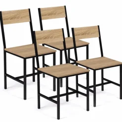 Chaises industrielles bois et métal : lot de 4*IDMarket New