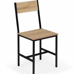 Chaises industrielles bois et métal : lot de 4*IDMarket New