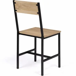 Chaises industrielles en métal noir et bois*IDMarket Outlet