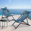 Chaises longues bleu canard pliables*IDMarket New