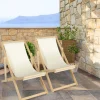 Chaises longues pliables 4 positions écrue*IDMarket Sale