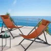 Chaises longues terracotta pliables*IDMarket