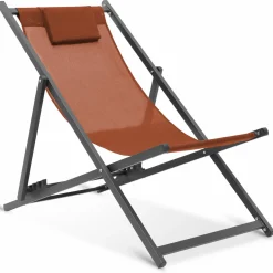 Chaises longues terracotta pliables*IDMarket