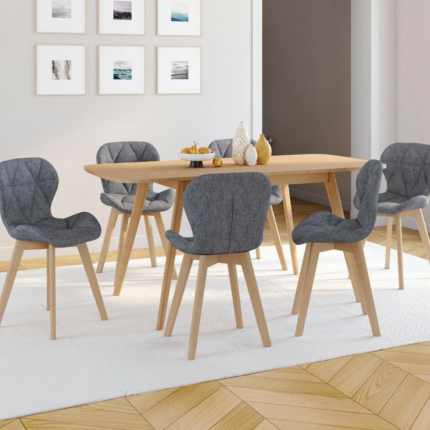 Chaises matelassées en tissu gris foncé pour salle à manger*IDMarket Clearance