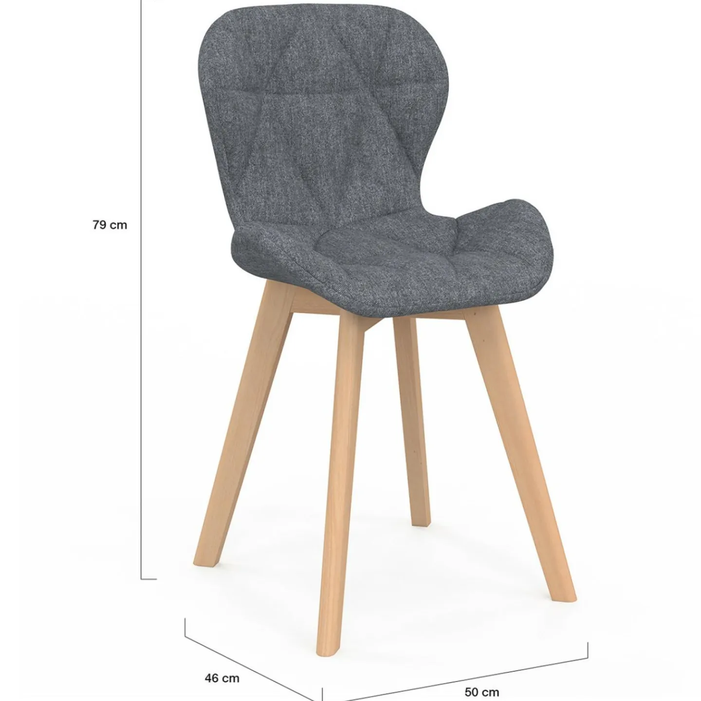 Chaises matelassées en tissu gris foncé pour salle à manger*IDMarket Clearance