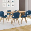 Chaises matelassées pour salle à manger en tissu bleu canard*IDMarket Discount