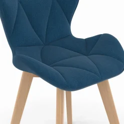 Chaises matelassées pour salle à manger en tissu bleu canard*IDMarket Discount