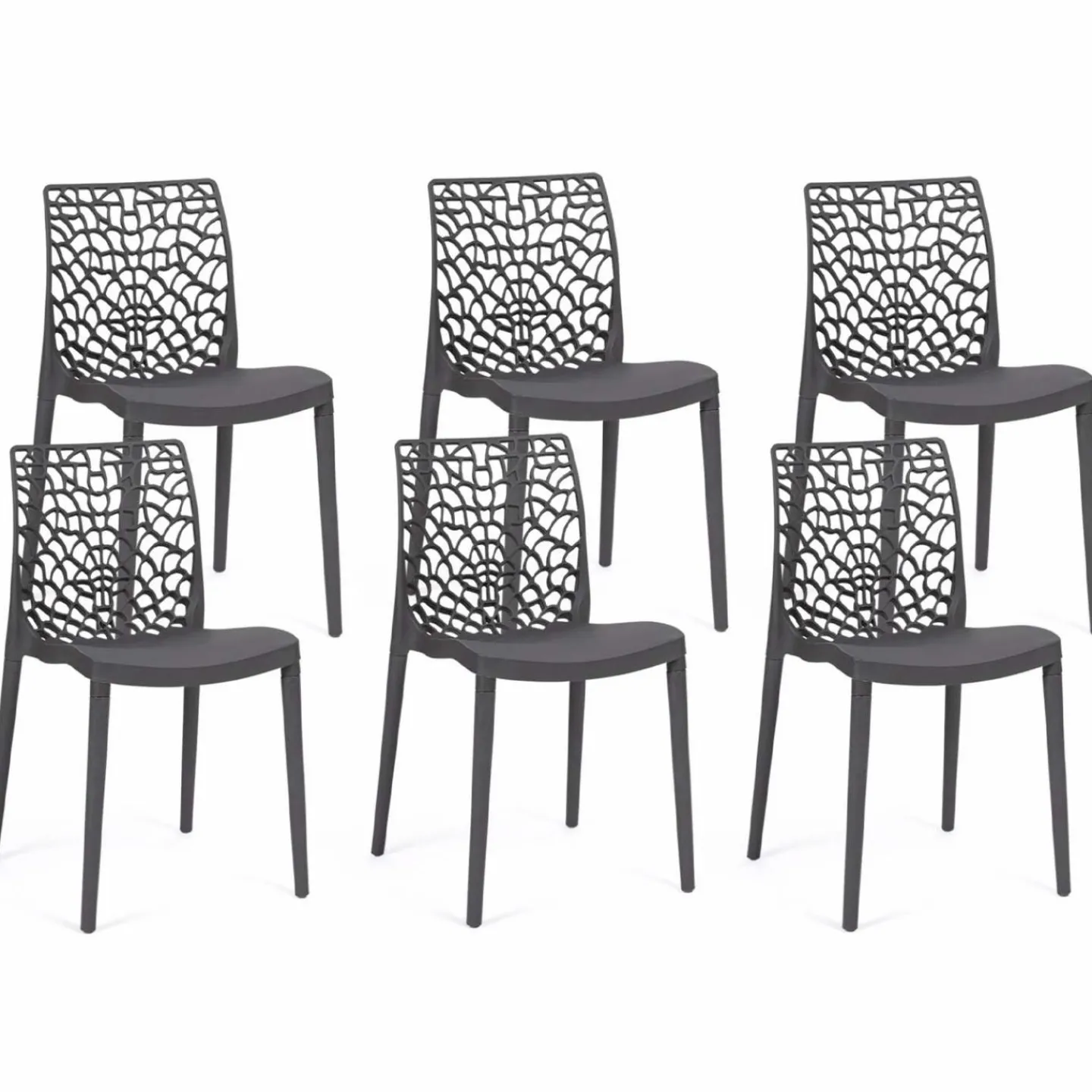 Chaises nid d'abeille gris anthracite : lot de 6*IDMarket Sale