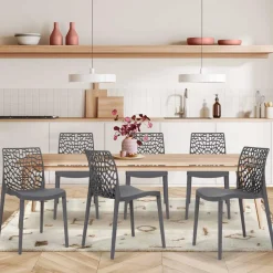 Chaises nid d'abeille gris anthracite : lot de 6*IDMarket Sale