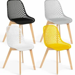 Chaises noir, gris clair, blanc et jaune*IDMarket Outlet