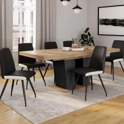 Chaises noires liseré blanc pieds araignée pour salle à manger*IDMarket Clearance