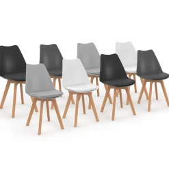 Chaises scandinaves 4 couleurs : blanc x2, gris clair x2, gris foncé x2 et noir x2*IDMarket Discount