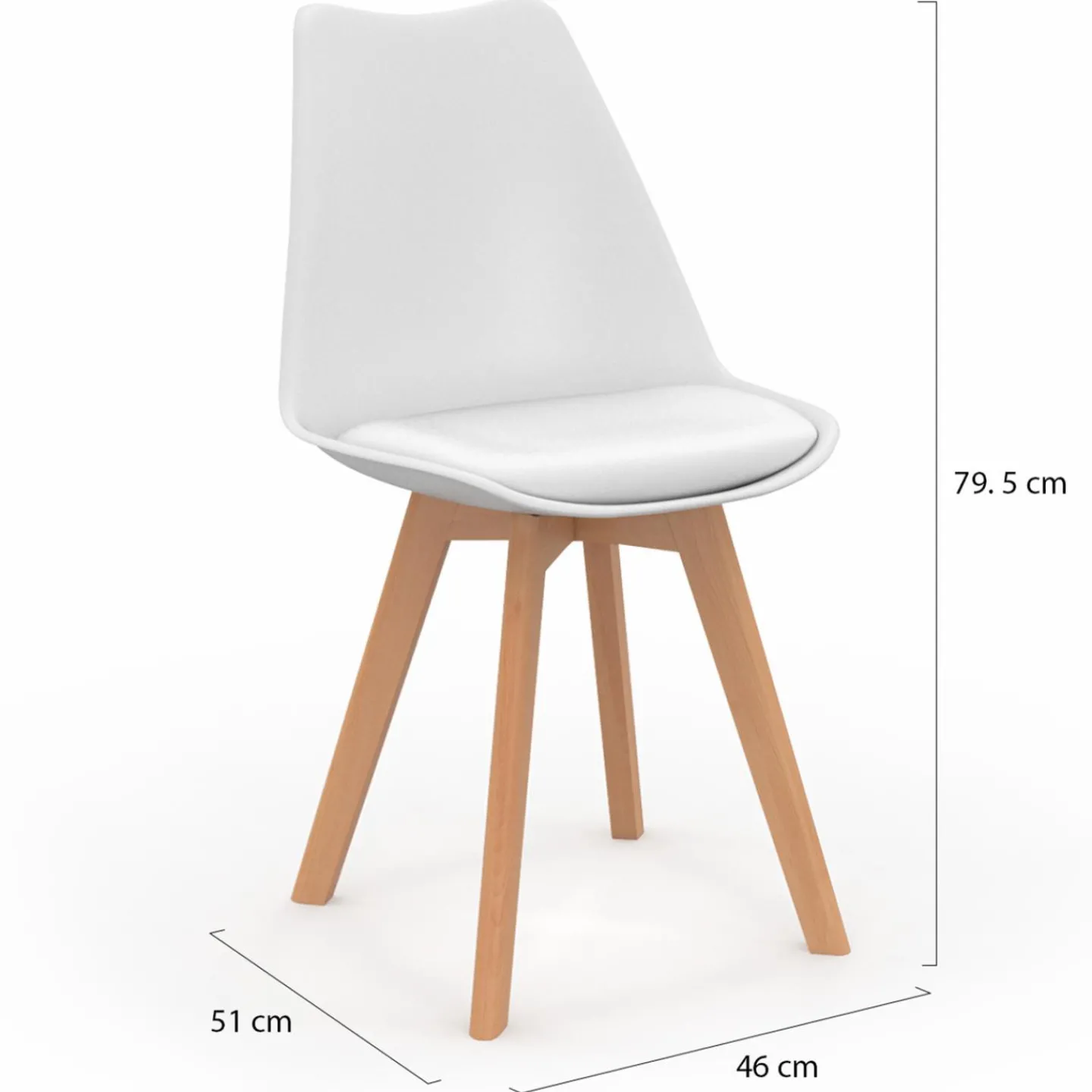 Chaises scandinaves 4 couleurs : blanc x2, gris clair x2, gris foncé x2 et noir x2*IDMarket Discount