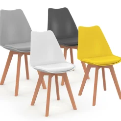 Chaises scandinaves 4 couleurs : gris foncé, gris clair, blanc et jaune*IDMarket New