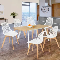 Chaises scandinaves blanches x6 avec dossier ajouré*IDMarket Best