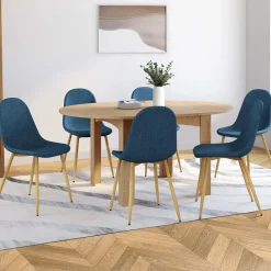 Chaises scandinaves en tissu bleu canard pour salle à manger*IDMarket Sale