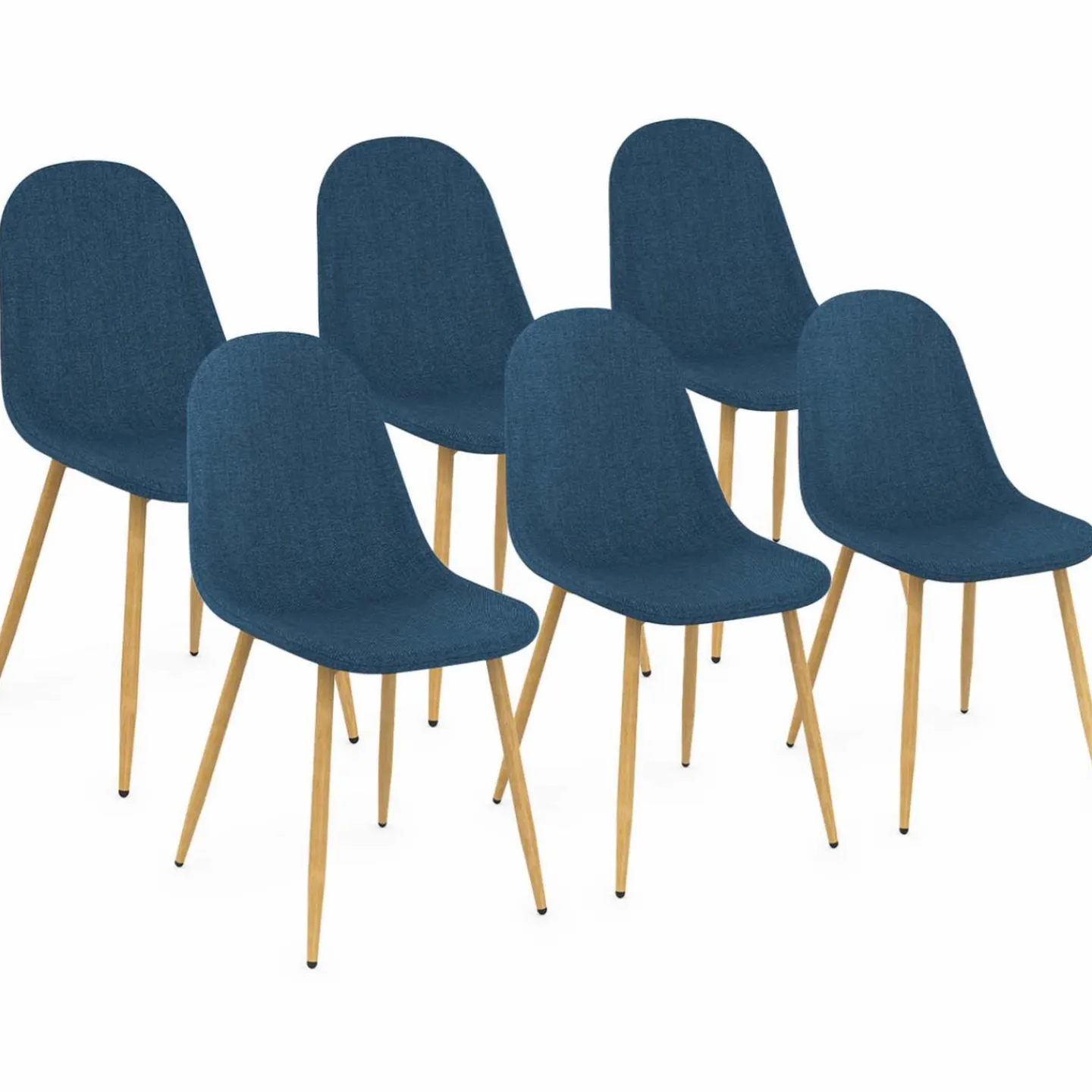 Chaises scandinaves en tissu bleu canard pour salle à manger*IDMarket Sale
