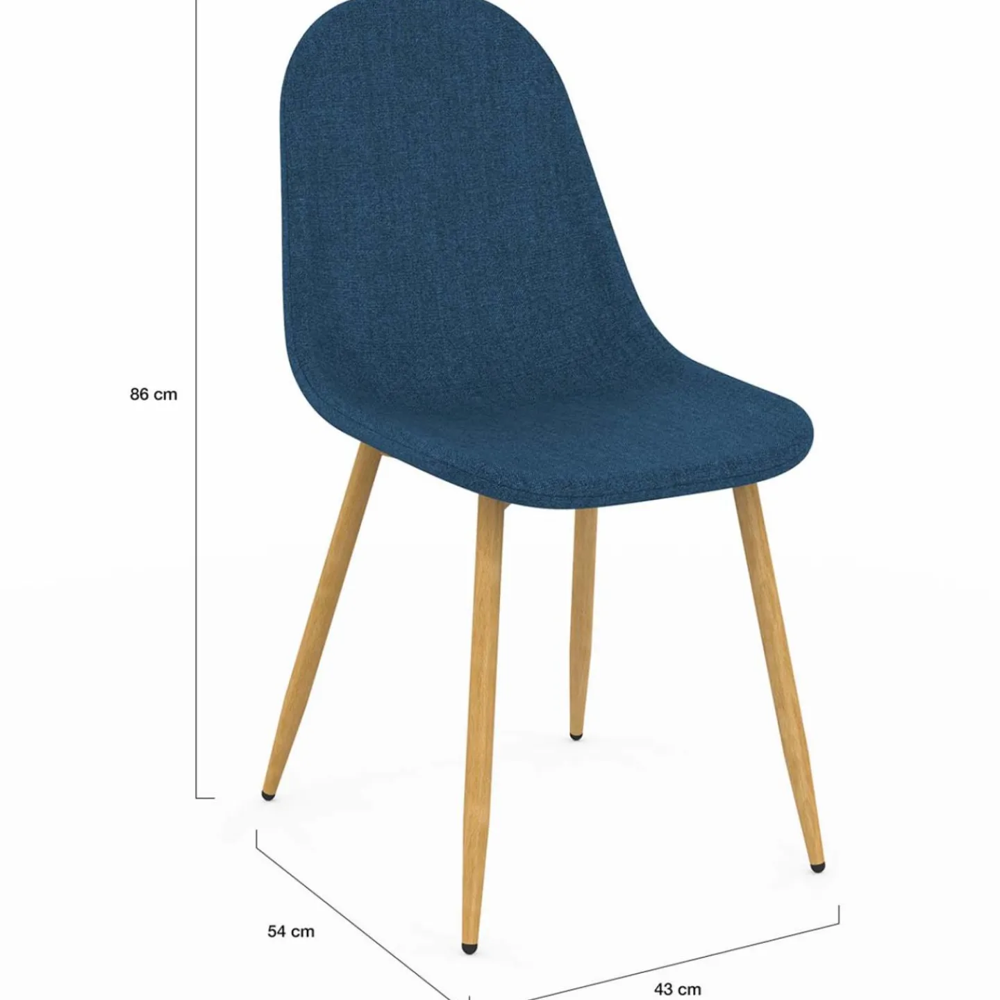 Chaises scandinaves en tissu bleu canard pour salle à manger*IDMarket Sale