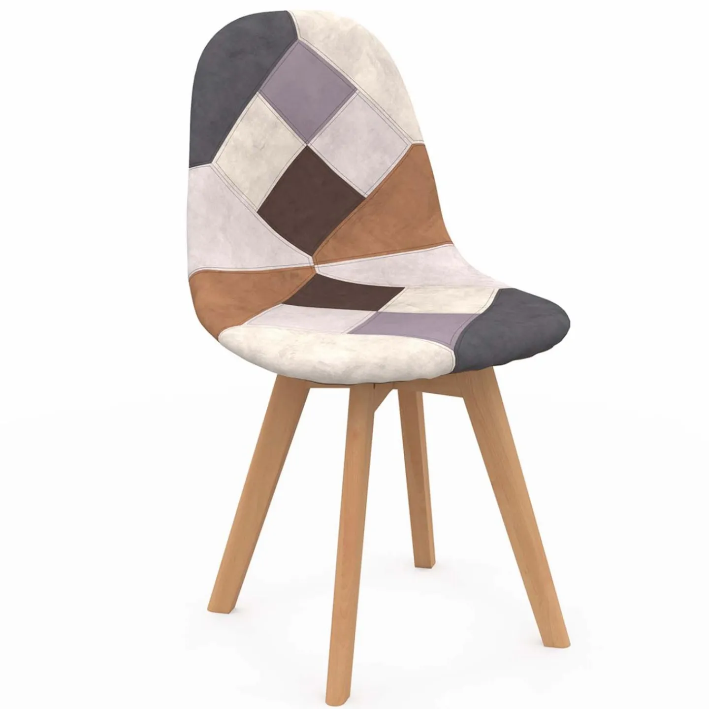 Chaises scandinaves mix color : gris foncé, gris clair, patchworks marron*IDMarket Hot