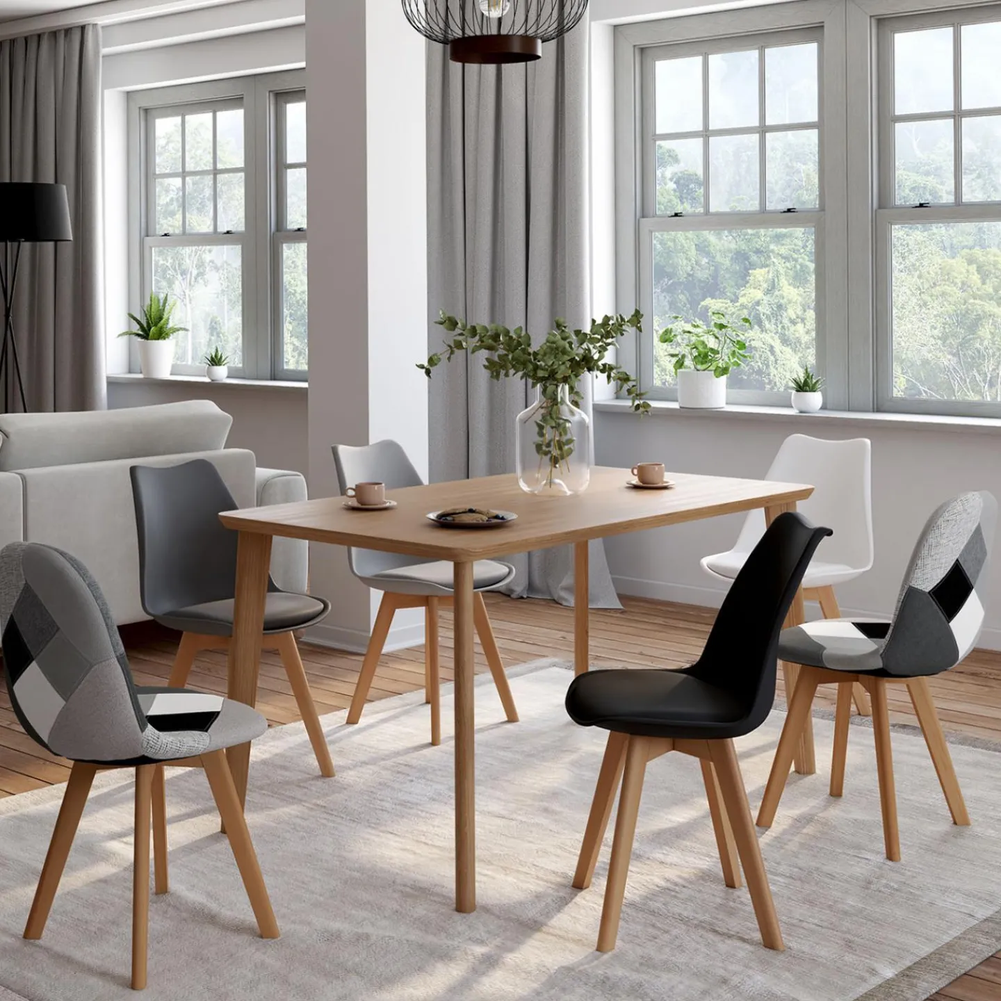 Chaises scandinaves mix color : gris, blanc, noir et patchworks*IDMarket Hot