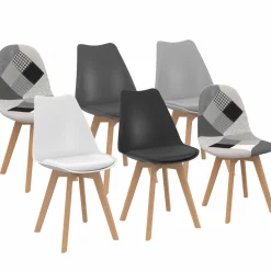 Chaises scandinaves mix color : gris, blanc, noir et patchworks*IDMarket Hot