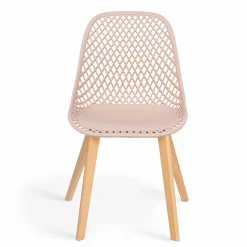 Chaises scandinaves pastel rose, blanc, gris clair x2, bleu x2 avec dossier ajouré*IDMarket Sale