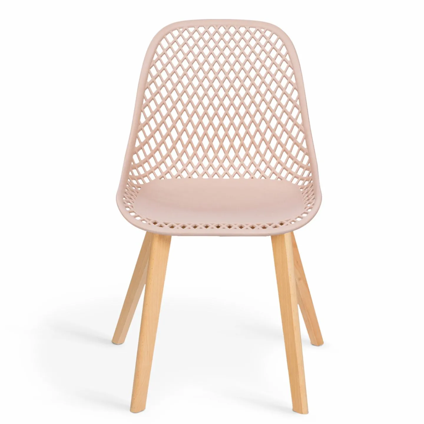 Chaises scandinaves pastel rose, blanc, gris clair x2, bleu x2 avec dossier ajouré*IDMarket Sale