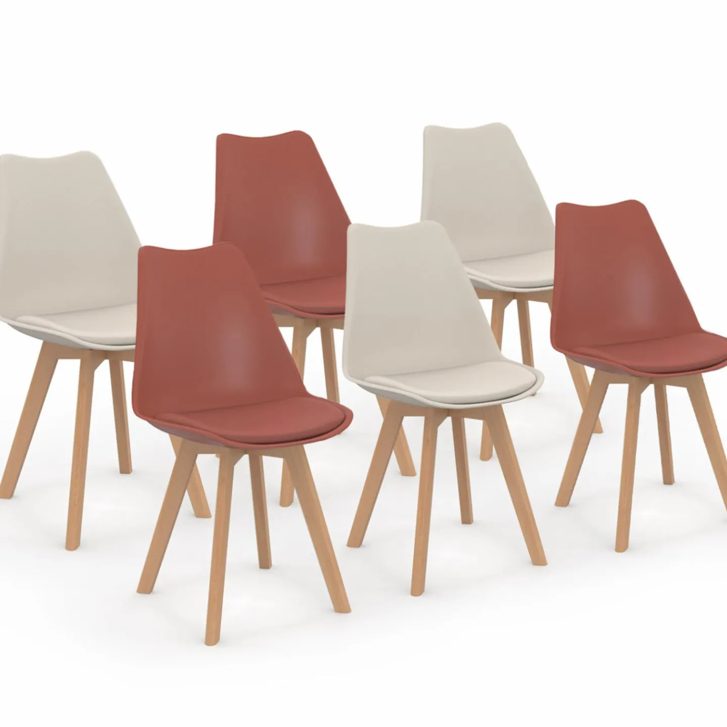 Chaises scandinaves terracotta et beige*IDMarket New