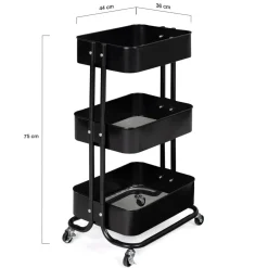 Chariot desserte à roulettes en acier noir*IDMarket Clearance