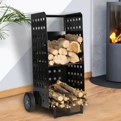 Chariot porte bûches vertical noir*IDMarket Sale