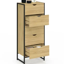 Chiffonnier 5 tiroirs 45 cm commode semainier design industriel*IDMarket Online