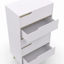 Chiffonnier 5 tiroirs bois et blanc style scandinave*IDMarket Best