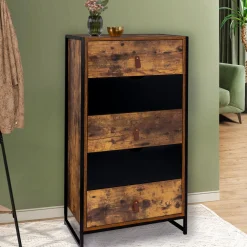Chiffonnier bois et métal avec 5 tiroirs*IDMarket New