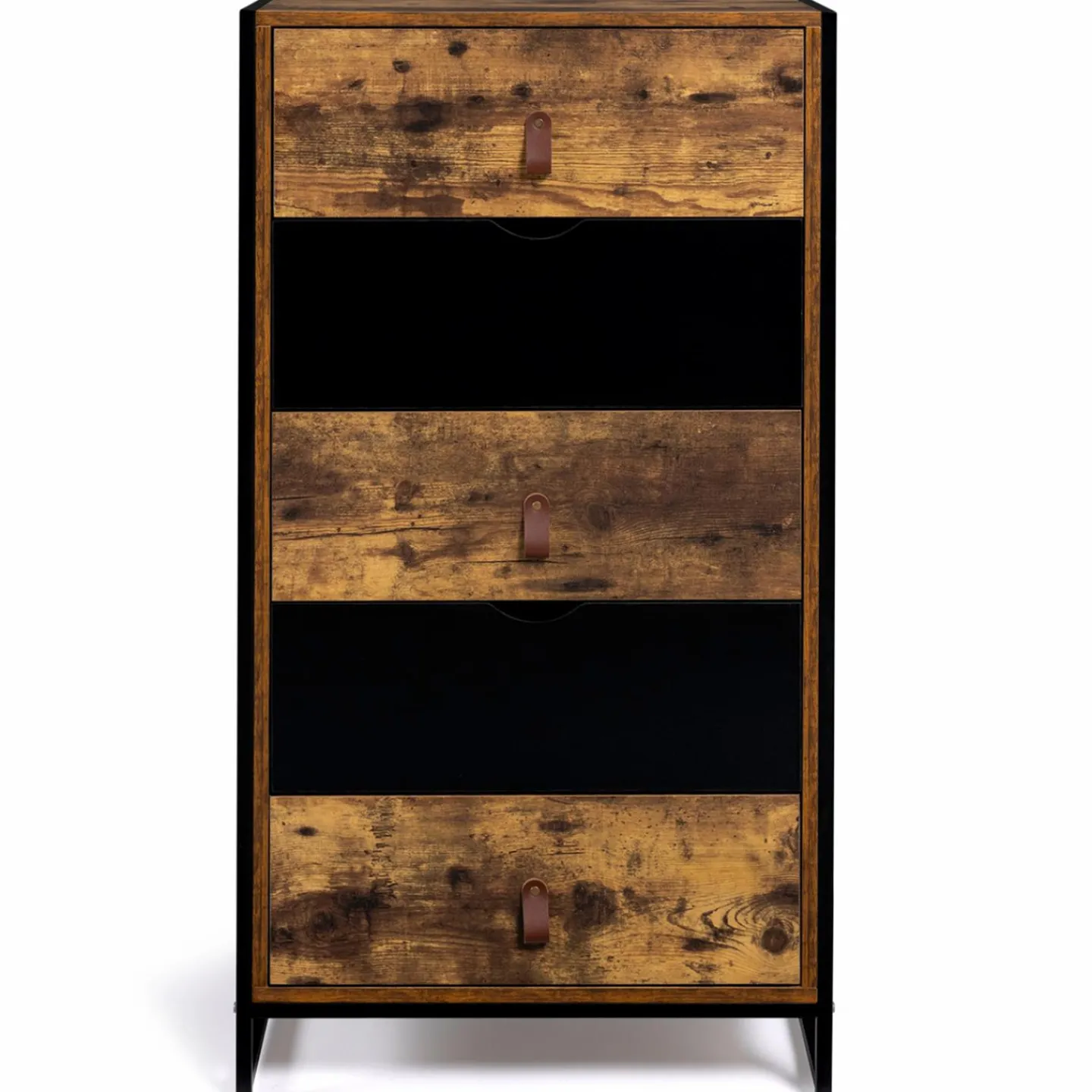 Chiffonnier bois et métal avec 5 tiroirs*IDMarket New