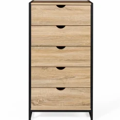 Chiffonnier industriel bois et métal 5 tiroirs*IDMarket Hot
