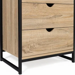 Chiffonnier industriel bois et métal 5 tiroirs*IDMarket Hot