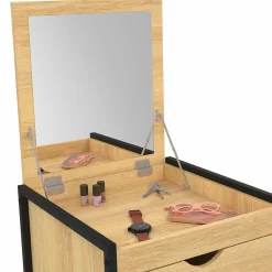 Chiffonnier industriel 40cm 5 tiroirs meuble d'entrée avec miroir*IDMarket Sale