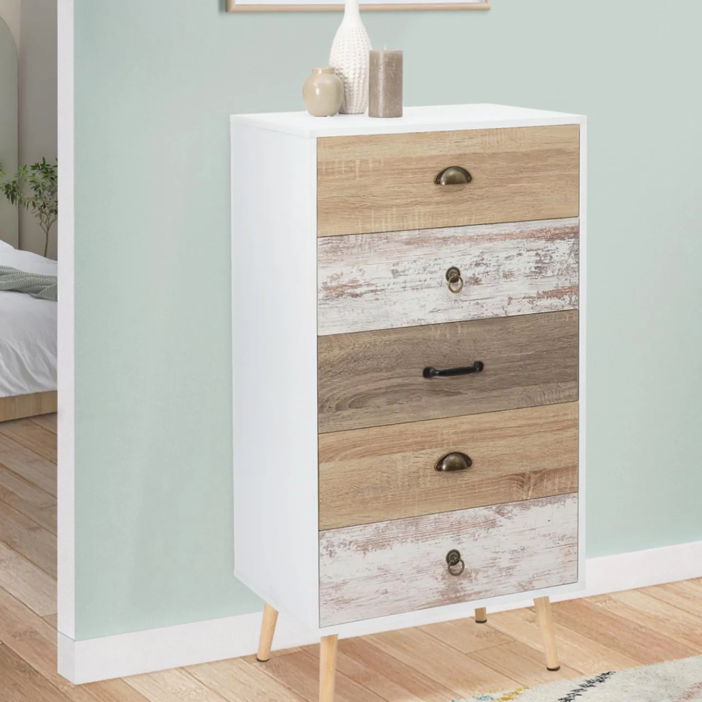 Chiffonnier scandinave 5 tiroirs*IDMarket Sale