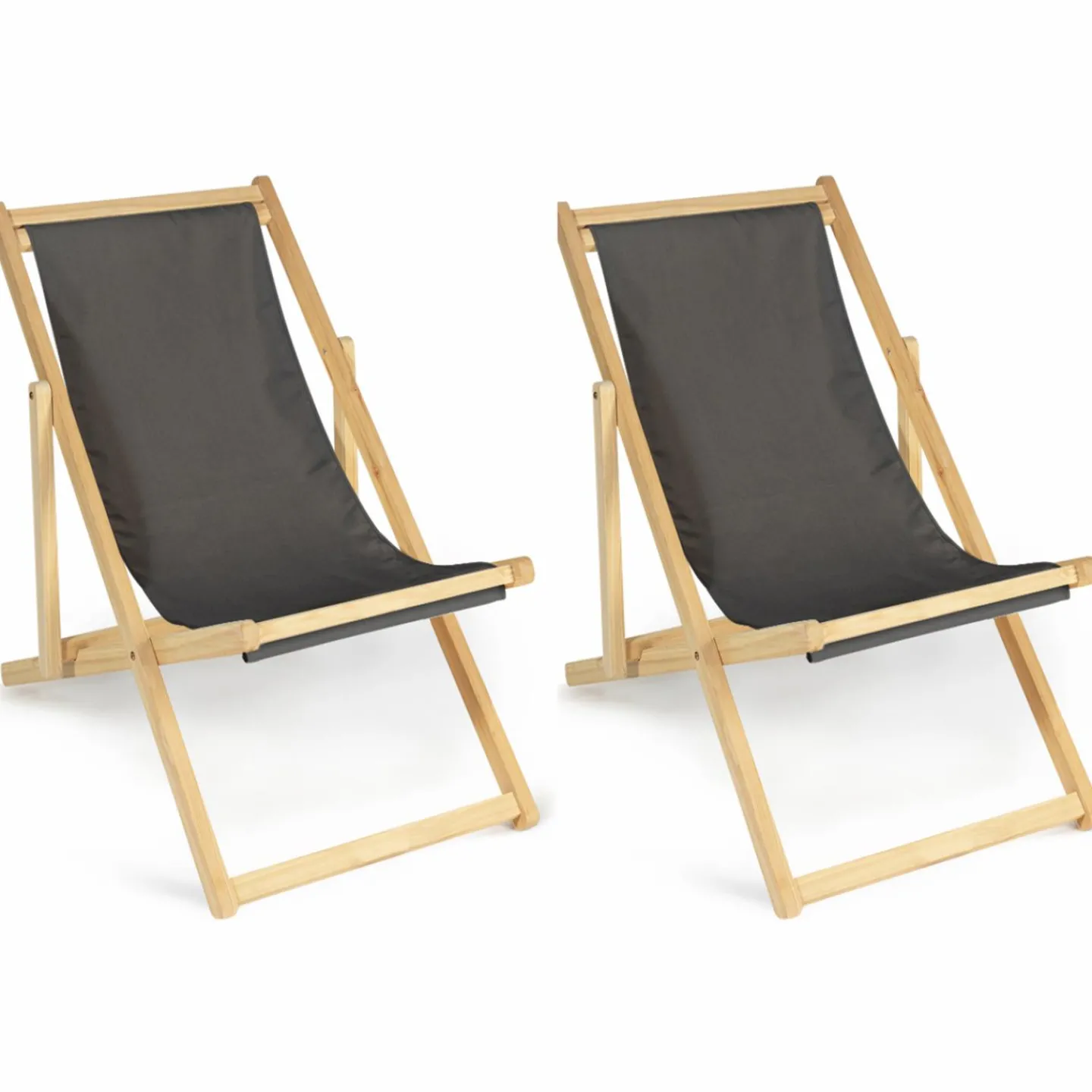 Chiliennes en bois et toile grise*IDMarket Online