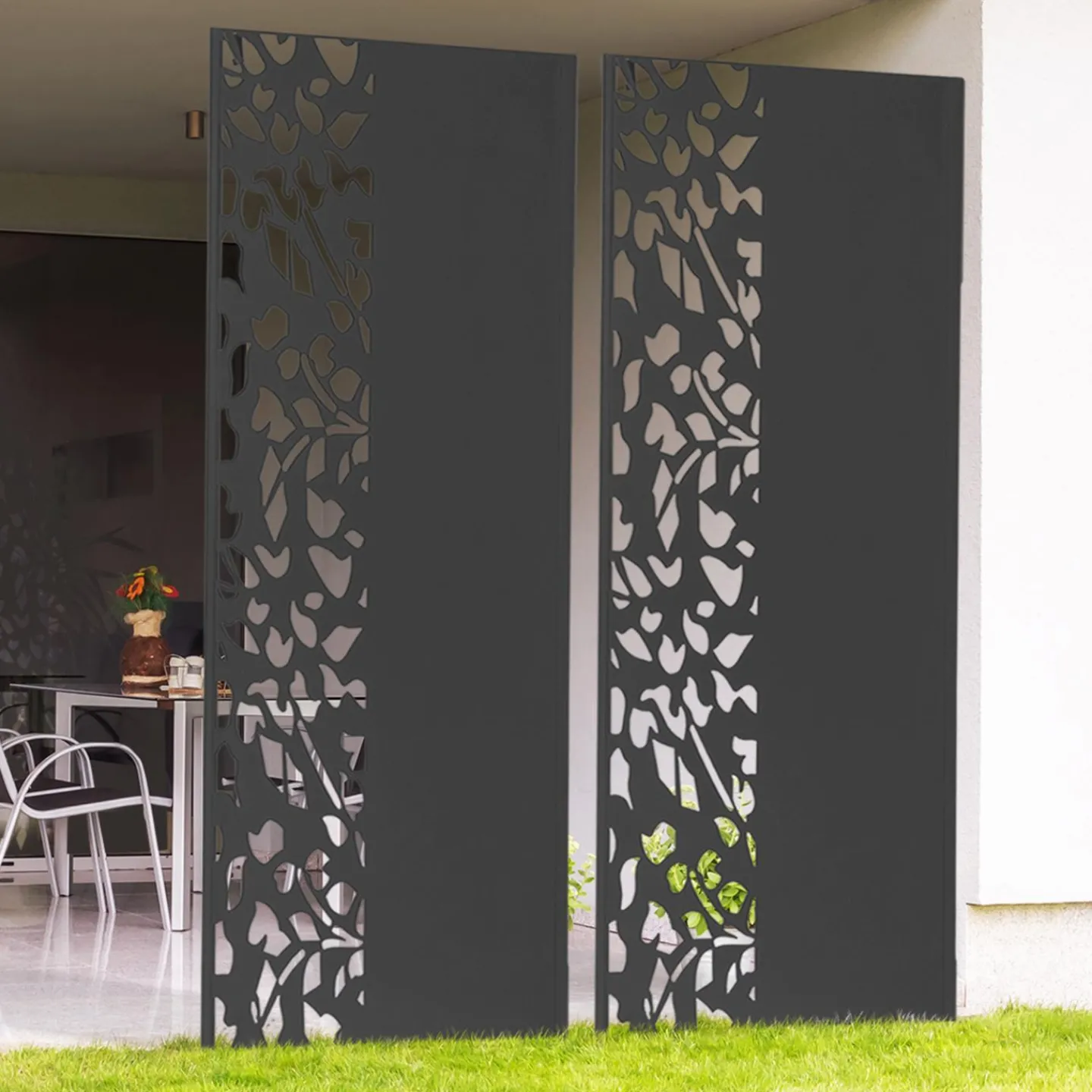 Claustra extérieur métal gris semi ajouré*IDMarket Best