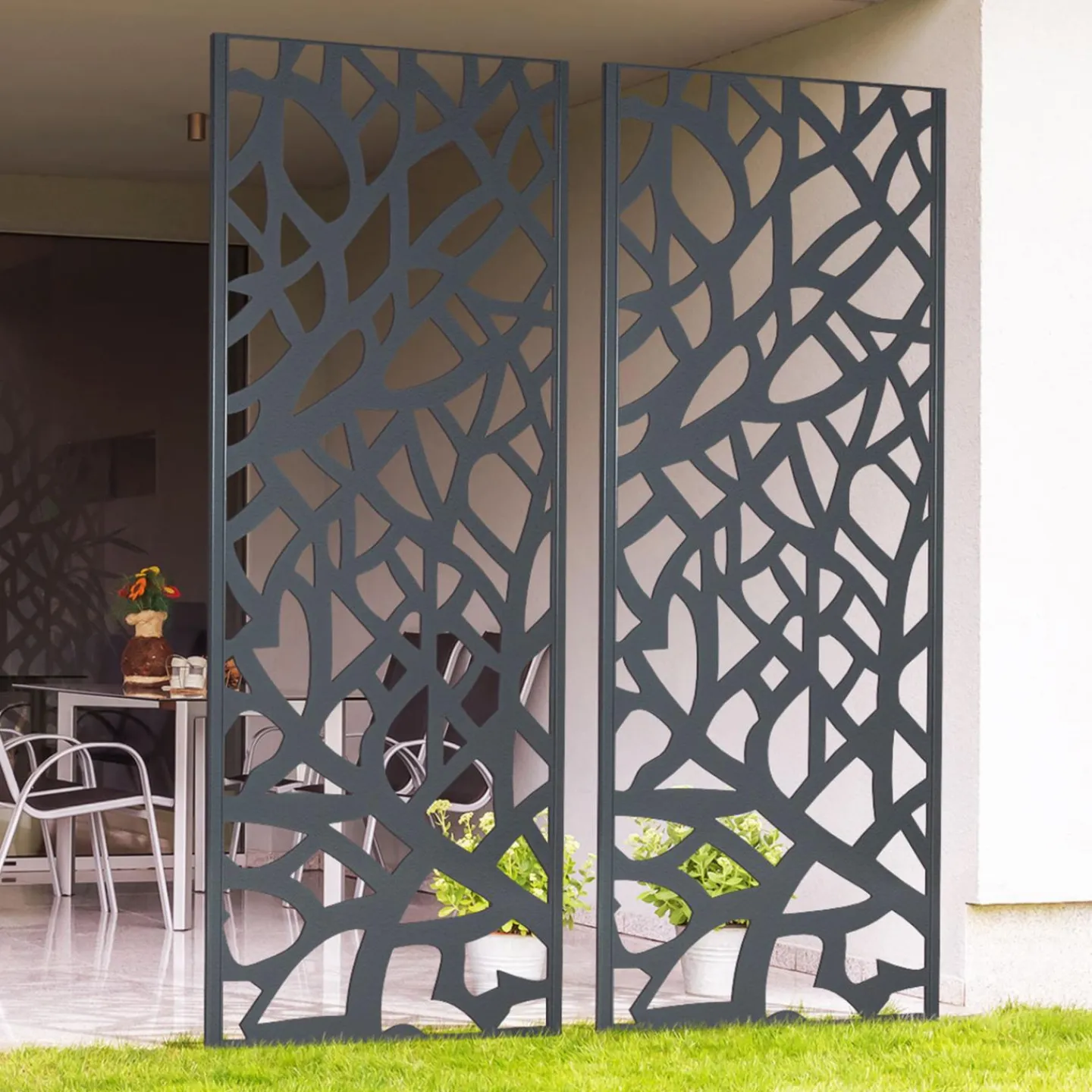 Claustra extérieur métal gris design*IDMarket