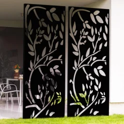 Claustra extérieur métal noir mat motif floral*IDMarket Clearance