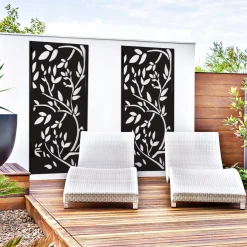 Claustra extérieur métal noir mat motif floral*IDMarket Clearance