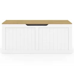 Coffre de rangement bois et blanc*IDMarket Outlet