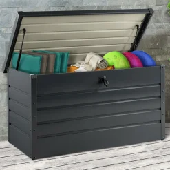Coffre de rangement extérieur étanche en métal gris 350 L*IDMarket Best