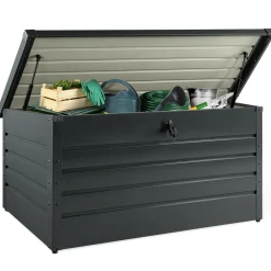 Coffre de rangement métal 810L verrouillable gris anthracite pour jardin 147x86x82 cm*IDMarket Hot