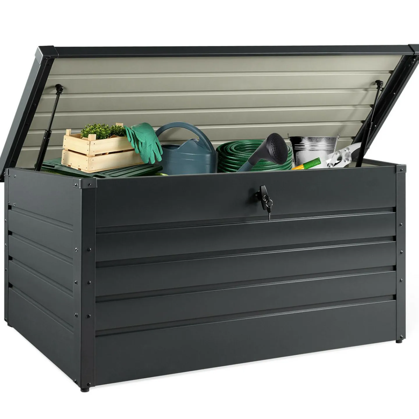 Coffre de rangement métal 810L verrouillable gris anthracite pour jardin 147x86x82 cm*IDMarket Hot