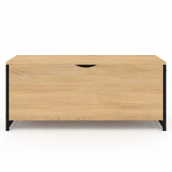 Coffre de rangement style industriel bois et noir*IDMarket