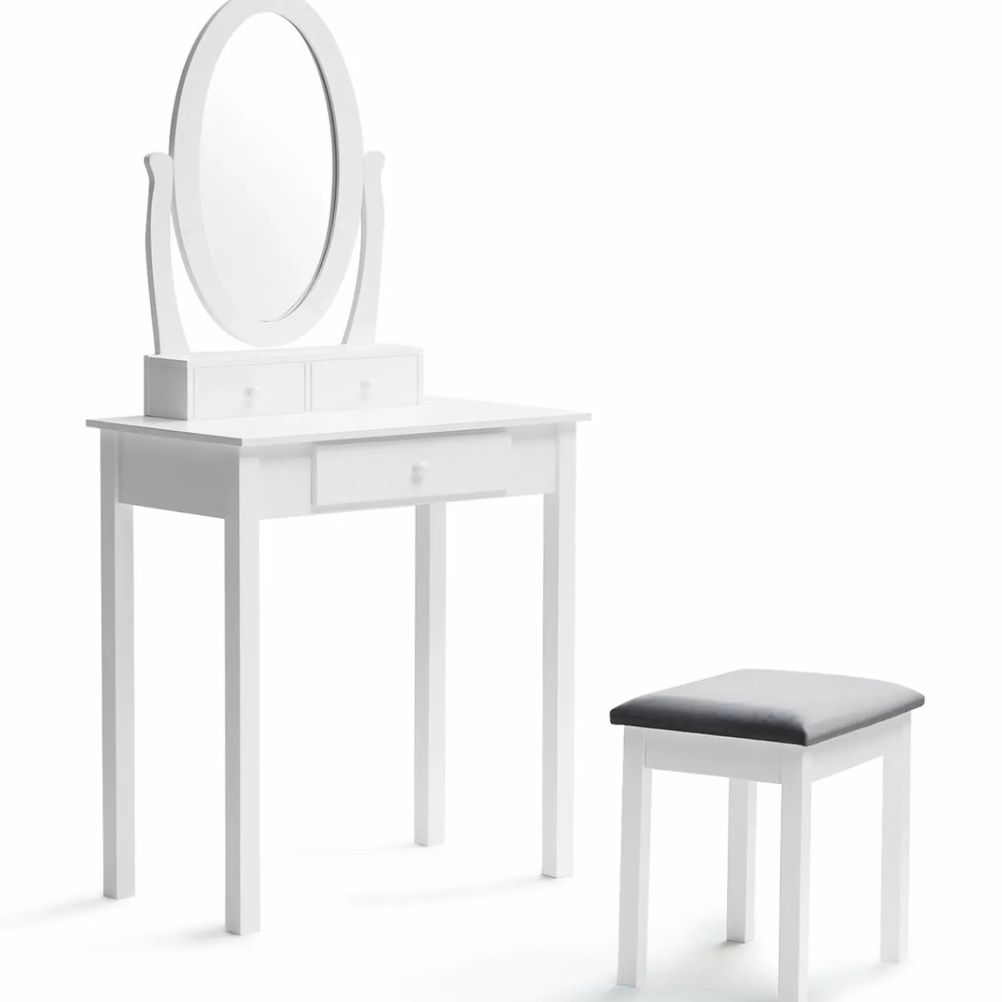 Coiffeuse blanche avec miroir et tabouret*IDMarket Discount